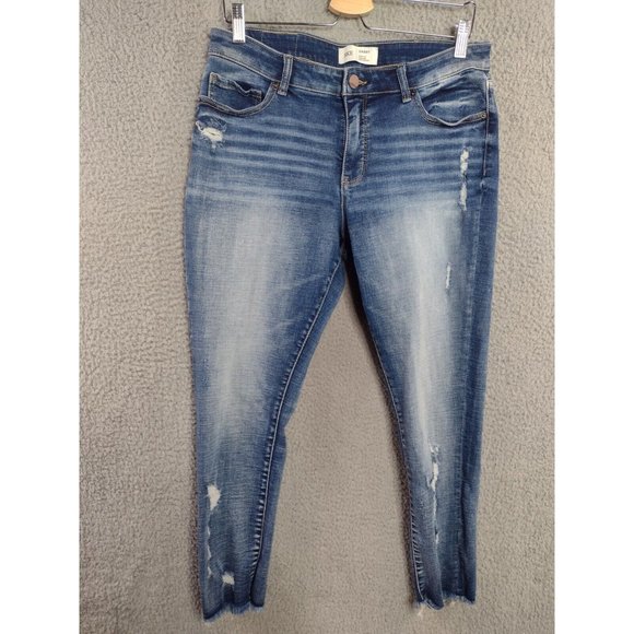 BKE Denim - BKE Gabby Denim Skinny Jean Mid Rise Ankle Distressed Slit Hem Women's Size 29